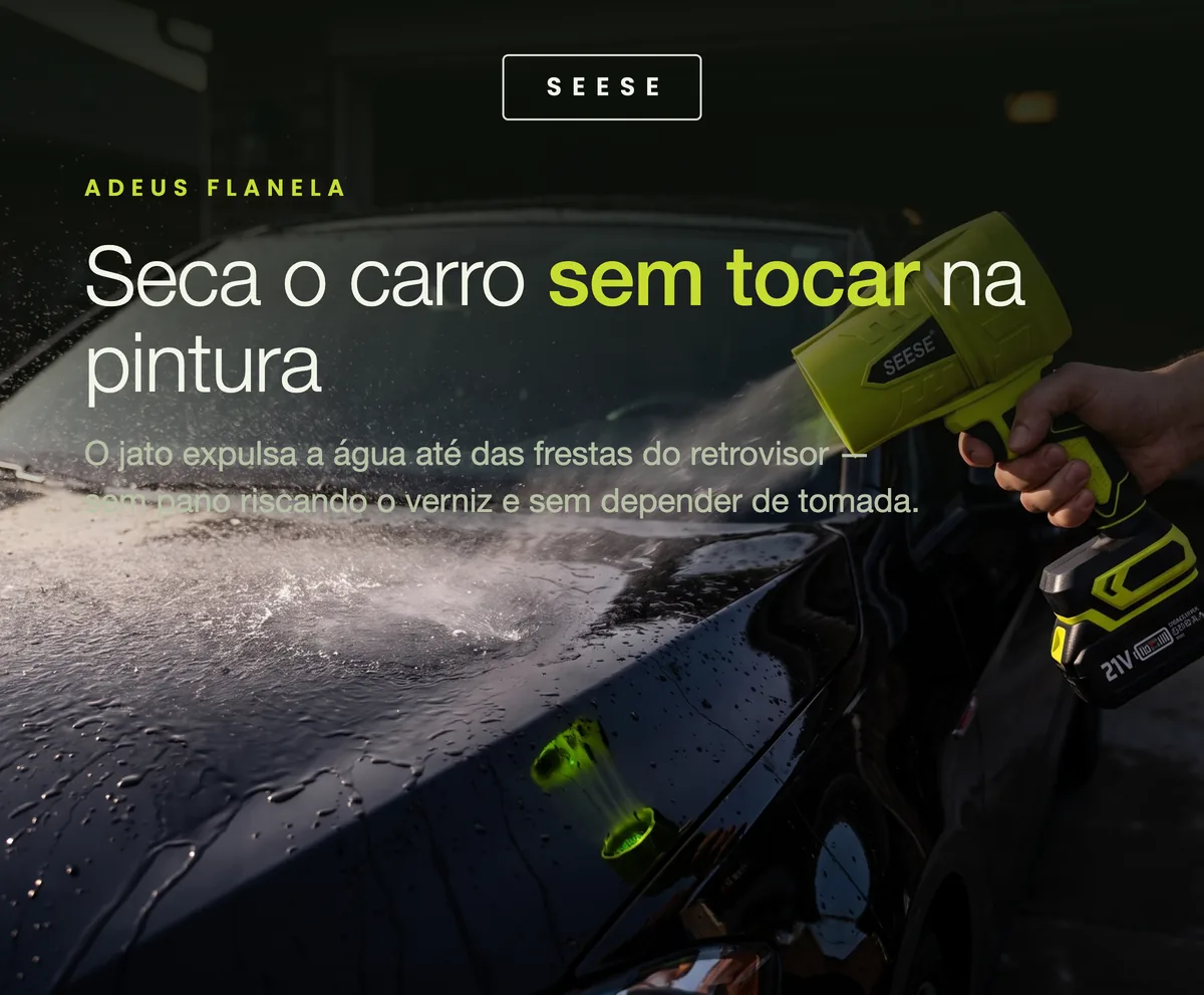 Seca o carro sem tocar na pintura: o ar expulsa a água das frestas