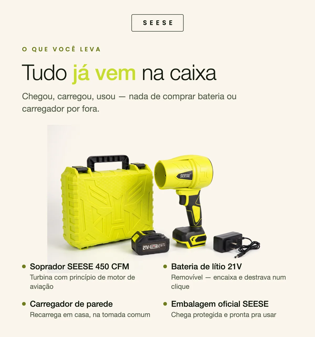 SEESE 450 CFM — etapas e embalagem